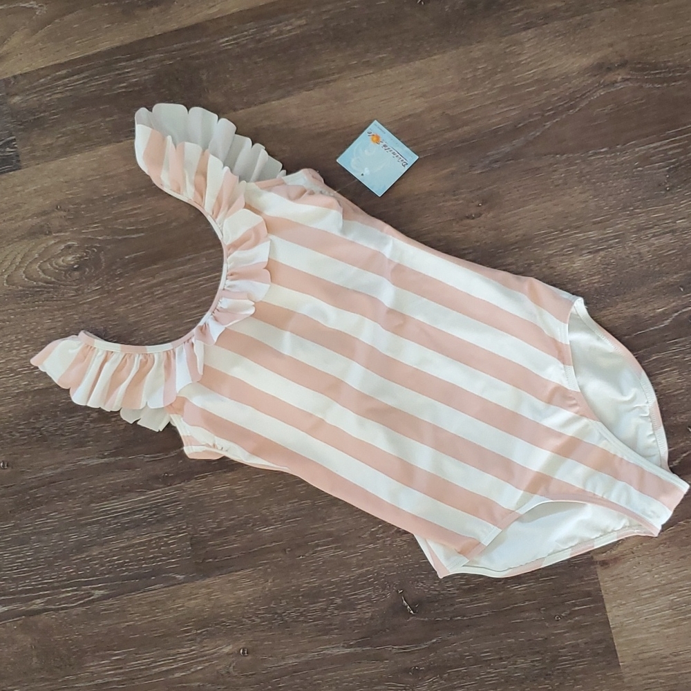 DM Fashion ruffle, stripes one-piece swimsuit size small